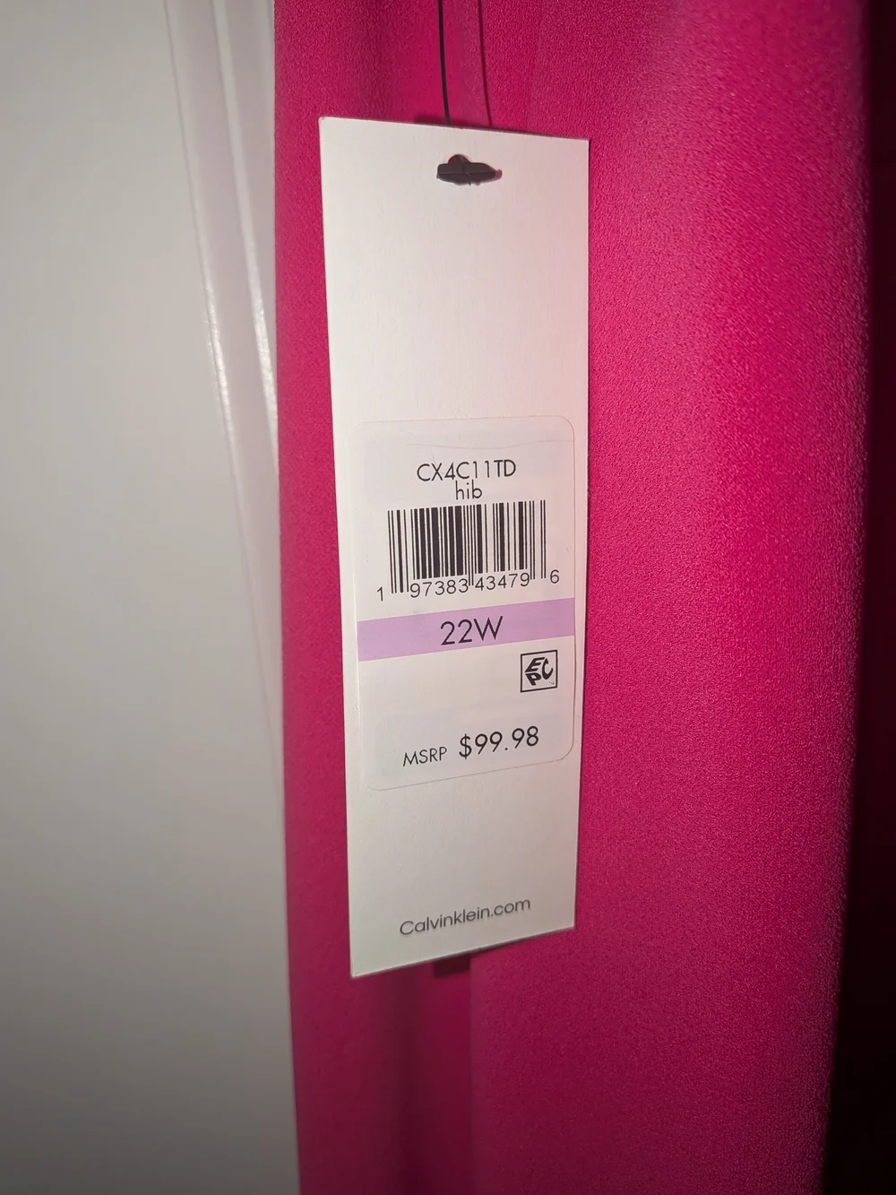 Calvin Klein Hot Pink Puff-Sleeve Midi Dress - Picture 5 of 5